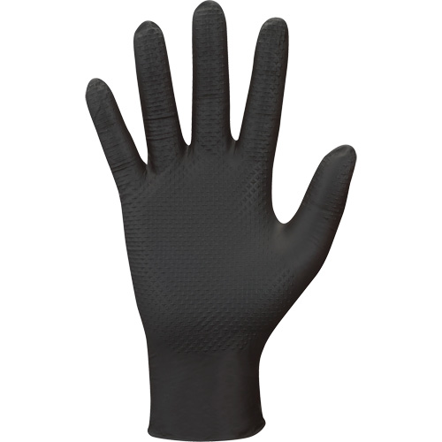 Gants jetables 709B PyraGrip, 10/T-Grand, Nitrile, 8 mils, Sans poudre, Noir Les Fournitures Industrielles Méga