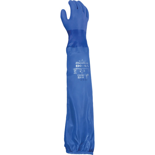 690 Chemical-Resistant Gloves, Size Large/9, 26" L, Cotton/PVC Les Fournitures Industrielles Méga