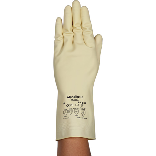 Gants naturels et l&eacute;gers AlphaTec 87-137, Taille 9, 11,8" lo, Latex de caoutchouc, 16 mils Les Fournitures Industrielles Méga