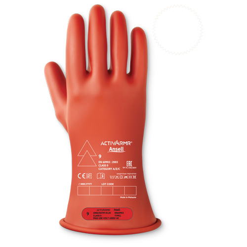 Gants isolants pour travaux &eacute;lectriques ActivArmr de classe 0, 11, 11" lo, Niveau 1, ASTM D120/ATSM F2675:2021/IEC 614821-2:2014 Les Fournitures Industrielles Méga