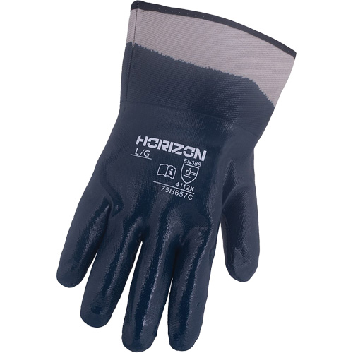 Horizon&reg; Navy Gloves with Pasted Cuffs, X-Large, Nitrile Coating, Jersey/Cotton Shell Les Fournitures Industrielles Méga
