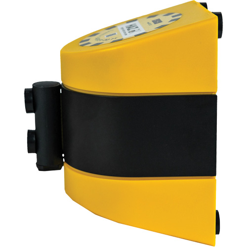 HAZLOK Safety Barrier System, Plastic, Magnetic Mount, 30', Black and Yellow Tape Les Fournitures Industrielles Méga