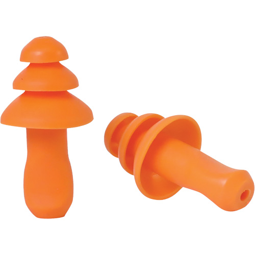 SEALTEC TipGrip Orange TPR Triple-Flange Reusable Earplugs, Uncorded, Bulk - Box, 26 dB dB NRR, One-Size Les Fournitures Industrielles Méga