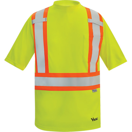 Viking&reg; Safety Bamboo Lined T-shirt, Polyester, Small, High Visibility Lime-Yellow Les Fournitures Industrielles Méga