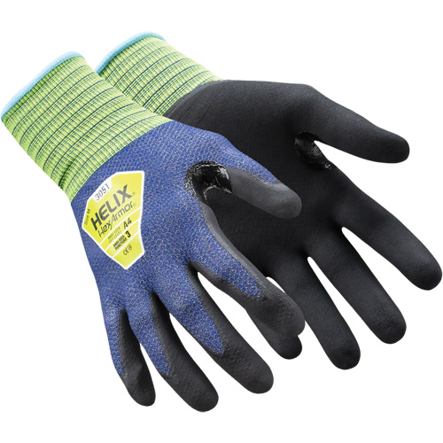 Gants de travail mince Helix 3051, 6/T-petit, Calibre 21, Rev&ecirc;tement Mousse de nitrile, ASTM ANSI niveau A4/EN 388 niveau D Les Fournitures Industrielles Méga