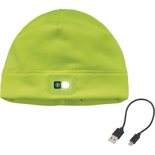 Calotte d'hiver N-Ferno avec lumi&egrave;re DEL rechargeable, Doublure en Molleton, Taille unique, Vert lime haute visibilit&eacute; Les Fournitures Industrielles Méga