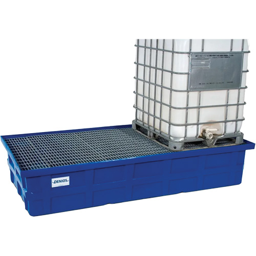 2 IBC Blue Poly Spill Containment Pallet with Galvanized Grating Les Fournitures Industrielles Méga