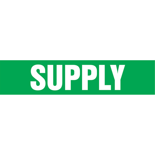Marqueurs de tuyau "Supply", Autocollant, 4" h x 24" la, Blanc/vert Les Fournitures Industrielles Méga
