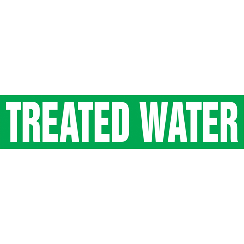 Marqueurs de tuyau "Treated Water", Autocollant, 2-1/2" h x 12" la, Blanc/vert Les Fournitures Industrielles Méga