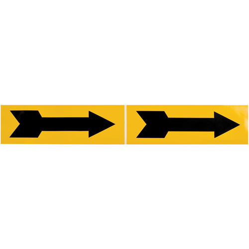 Marqueur de tuyau  Arrow, Autocollant, 2-1/4" h x 7" la, Noir sur jaune Les Fournitures Industrielles Méga