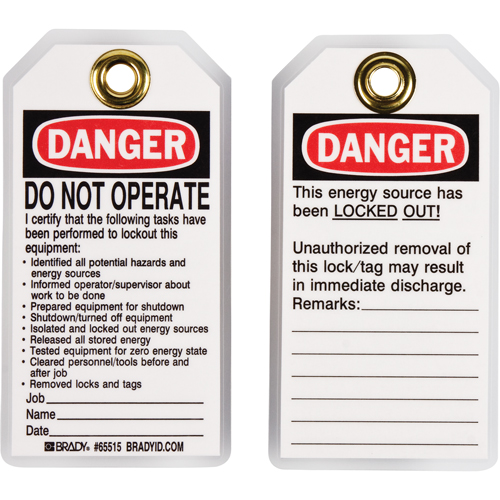 &eacute;tiquettes de verrouillage, Plastique, 3" la x 5-1/2" h, Anglais Les Fournitures Industrielles Méga