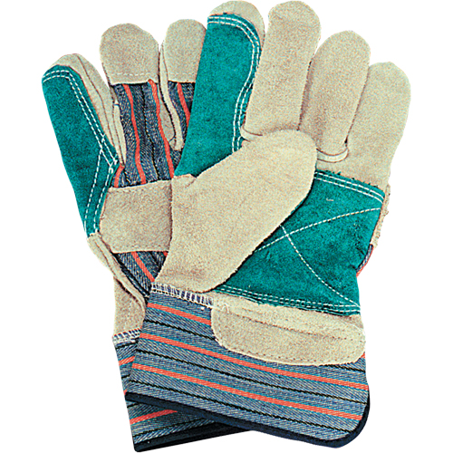 Gants d'ajusteur avec paume double, Grand, Paume en Cuir de vache refendu, Doublure en Coton Les Fournitures Industrielles Méga