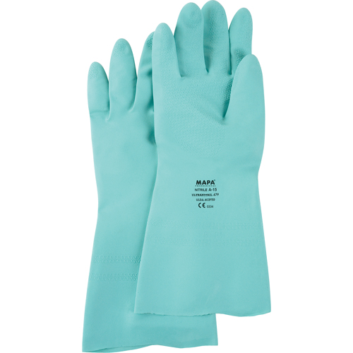 Gants &agrave; prise &agrave; motif en Z StanSolv, Taille Moyen/8, 13" lo, Nitrile, Doublure en Ouat&eacute;e, 18 mils Les Fournitures Industrielles Méga