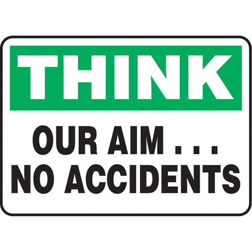 "Our Aim… No Accidents" Sign, 7" x 10", Aluminum, English Les Fournitures Industrielles Méga