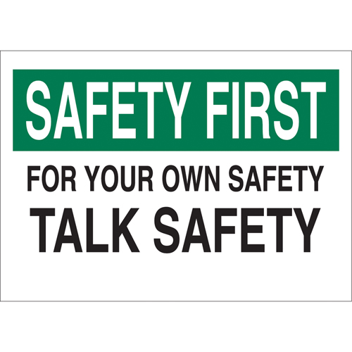 "Talk Safety" Sign, 10" x 14", Aluminum, English Les Fournitures Industrielles Méga