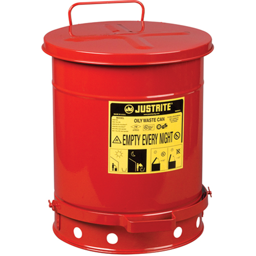 Oily Waste Cans, FM Approved/UL Listed, 10 US gal., Red Les Fournitures Industrielles Méga