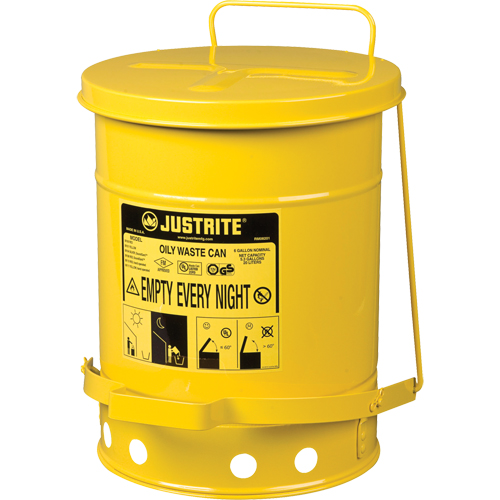 Contenants pour d&eacute;chets huileux, Homologu&eacute; FM/List&eacute; UL, 6 gal. US, Jaune Les Fournitures Industrielles Méga