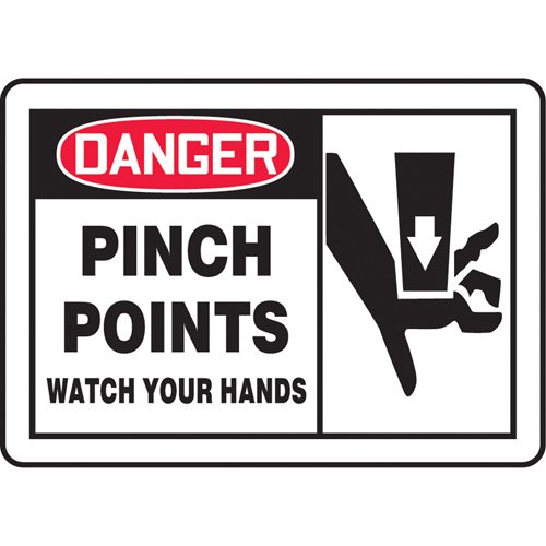 "Pinch Points" Sign, 7" x 10", Plastic, English with Pictogram Les Fournitures Industrielles Méga