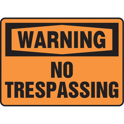 "No Trespassing" Sign, 10" x 14", Vinyl, English Les Fournitures Industrielles Méga