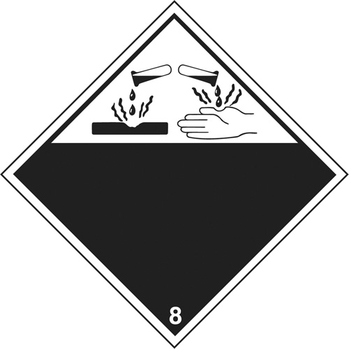 Plaque-&eacute;tiquette TMD mati&egrave;res corrisives, Plastique Les Fournitures Industrielles Méga