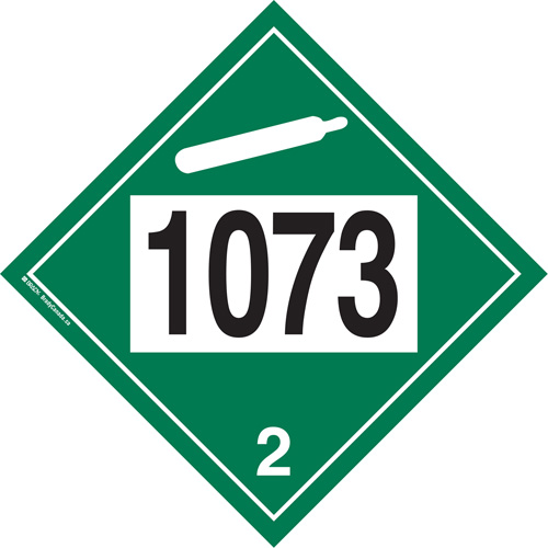 Plaque-&eacute;tiquette TMD 1073 pour gaz ininflammable oxyg&egrave;ne liqu&eacute;fi&eacute;, Plastique Les Fournitures Industrielles Méga
