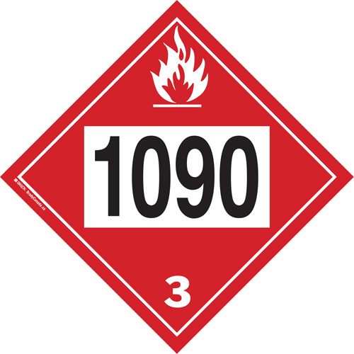 Plaque-&eacute;tiquette TMD 1090 pour liquide inflammable ac&eacute;tone, Plastique Les Fournitures Industrielles Méga