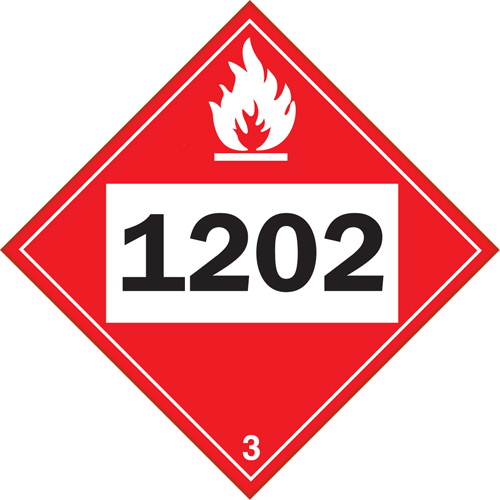 1202 Fuel Oil Flammable Liquid TDG Placard, Adhesive Vinyl Les Fournitures Industrielles Méga