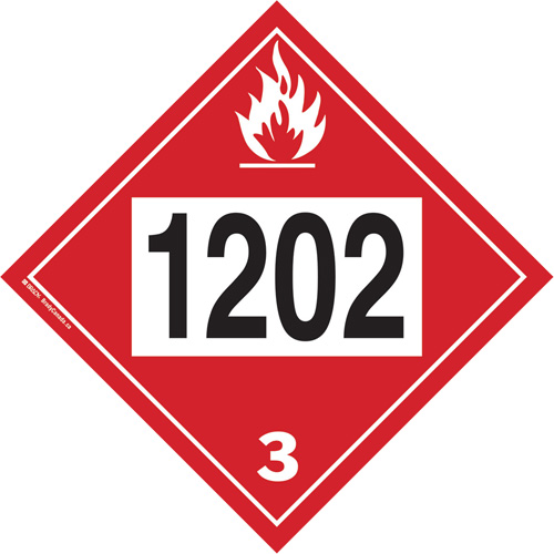 1202 Fuel Oil Flammable Liquid TDG Placard, Plastic Les Fournitures Industrielles Méga