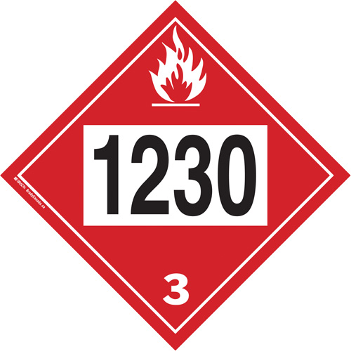 1230 Methanol TDG Placard, Plastic Les Fournitures Industrielles Méga