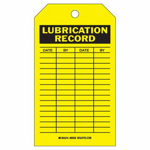&eacute;tiquettes registres de lubrifications, Polyester, 4" la x 7" h, Anglais Les Fournitures Industrielles Méga