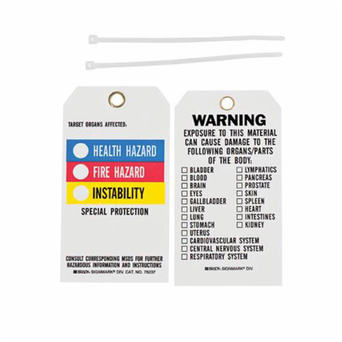 Right-To-Know Tags, Polyester, 3" W x 5-3/4" H, English Les Fournitures Industrielles Méga