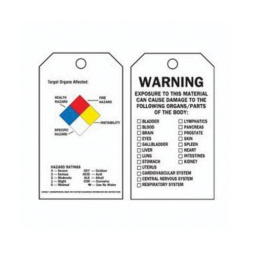Right-To-Know Tags, Polyester, 3" W x 5-3/4" H, English Les Fournitures Industrielles Méga