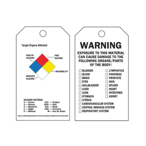 Self-Laminating Right-To-Know Tags, Polyester, 3" W x 5-3/4" H, English Les Fournitures Industrielles Méga
