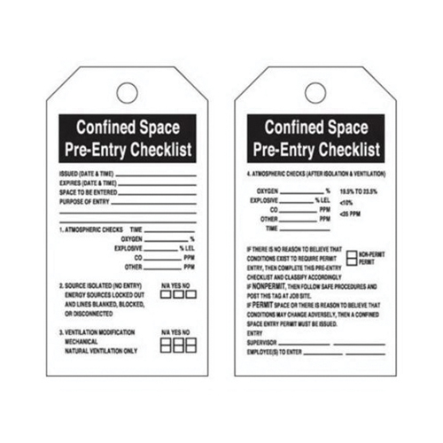 "Confined Space" Tags, Polyester, 3" W x 5-3/4" H, English Les Fournitures Industrielles Méga