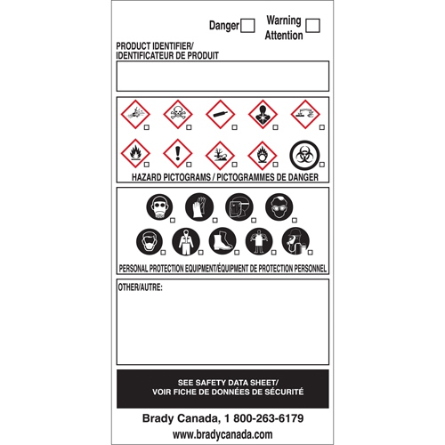 OTS WHMIS Labels, Vinyl, Sheet, 6" L x 3" W Les Fournitures Industrielles Méga