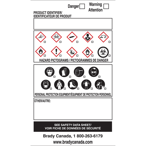 OTS WHMIS Labels, Vinyl, Sheet, 5" L x 5" W Les Fournitures Industrielles Méga