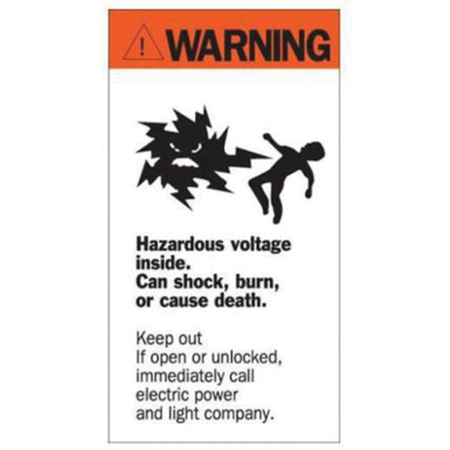 Enseigne Warning Hazardous Voltage, 8" x 4-1/2", Acrylique, Anglais avec pictogramme Les Fournitures Industrielles Méga