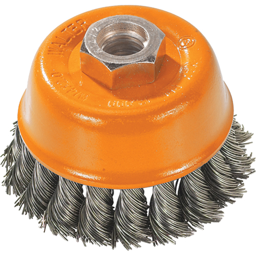 Knot-Twisted Wire Cup Brush, 3" Dia. x 5/8"-11 Arbor Les Fournitures Industrielles Méga