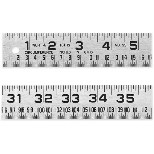 Tinner's Circumference Rule, 4' L, Steel, 1/16" Graduations Les Fournitures Industrielles Méga