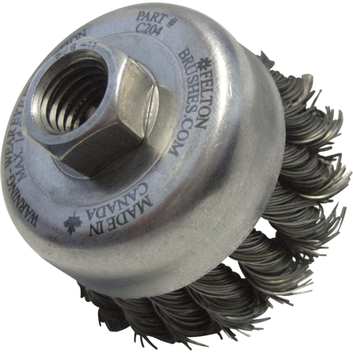 Knotted Wire Wheel Cup Brushes, 4" Dia. x 5/8"-11 Arbor Les Fournitures Industrielles Méga