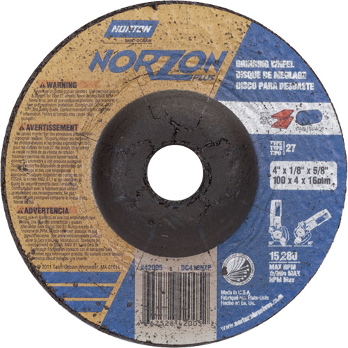 Meule NorZon Plus SGZ, 4" x 1/8", Arbre 5/8", C&eacute;ramique d'alumine, Type 27 Les Fournitures Industrielles Méga
