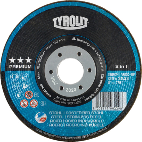 Meule &agrave; moyeu d&eacute;port&eacute; Rondeller, 4-1/2", 36 Grain, 7/8", 13 300 Tr/min, Type 29 Les Fournitures Industrielles Méga
