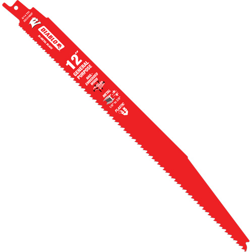 General-Purpose Reciprocating Saw Blade, Bi-Metal, 8-14 TPI, 12" L x 1" W Les Fournitures Industrielles Méga