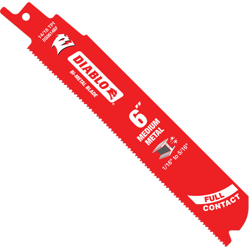 Medium Metal Reciprocating Saw Blade, Bi-Metal, 14-18 TPI, 6" L x 1" W Les Fournitures Industrielles Méga