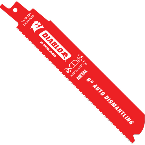 Reciprocating Blade for Auto Dismantling, Bi-Metal, 10-14 TPI, 6" L x 1" W Les Fournitures Industrielles Méga