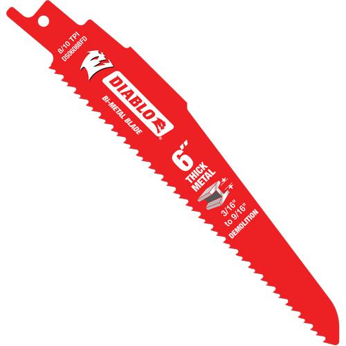 Reciprocating Blade for Thick Metal/Demolition, Bi-Metal, 8-10 TPI, 6" L Les Fournitures Industrielles Méga