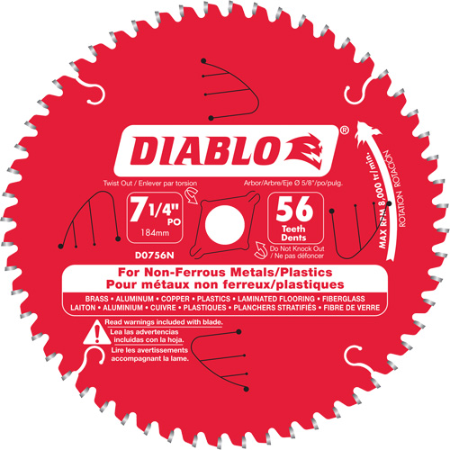Aluminum Cutting Saw Blade, 7-1/4", 56 Teeth, Non-Ferrous Use Les Fournitures Industrielles Méga