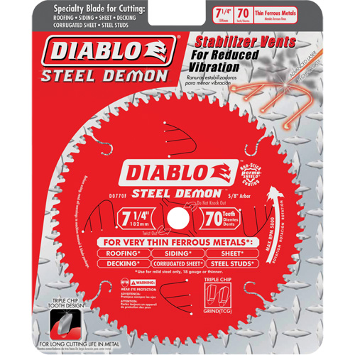 Steel Demon Cutting Saw Blade, 7-1/4", 70 Teeth, Metal Use Les Fournitures Industrielles Méga