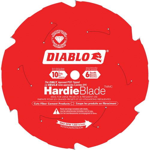 Lame de scie &agrave; d&eacute;couper HardieBlade, 10", 6 dents, Pour B&eacute;ton de fibre Les Fournitures Industrielles Méga