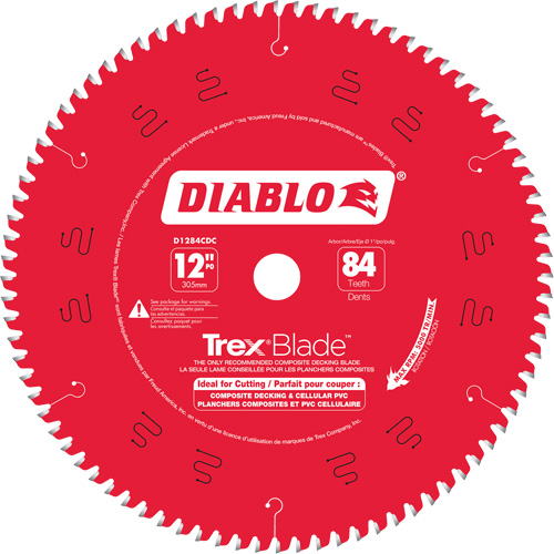 Lame de scie &agrave; d&eacute;couper Trex Blade, 12", 84 dents, Pour Plastique/Plastique Les Fournitures Industrielles Méga